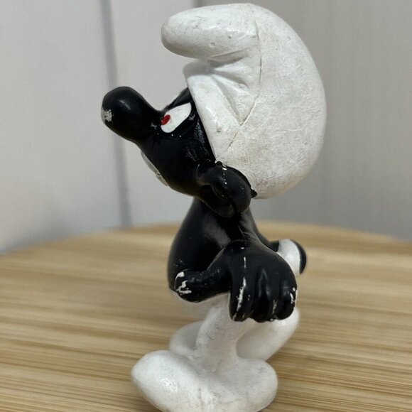 Vintage Smurfs Angry Smurf Black Teeth Figure Peyo Figurine red eye 20007 - Picture 9 of 10